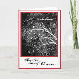 Husband, Black & White Religious Christmas Silent Holiday Card