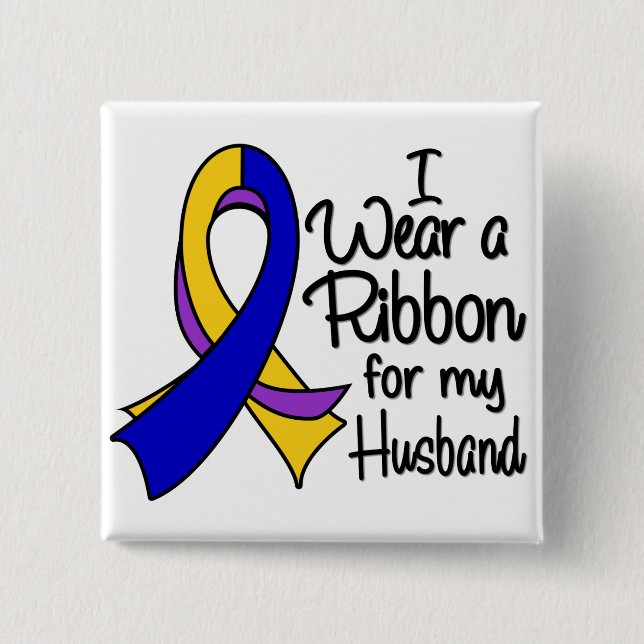 Husband - Bladder Cancer Ribbon 15 Cm Square Badge (Front)