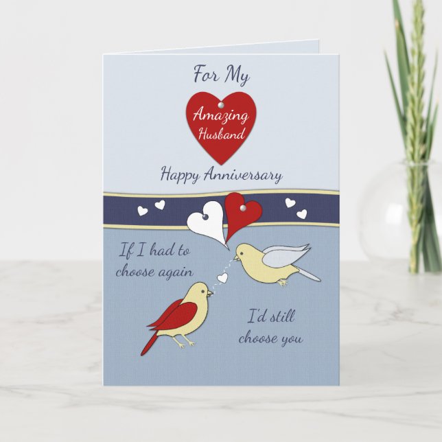 Husband blue Wedding Anniversary Card (Front)