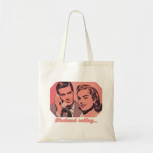 Husband Calling Retro Phone Illustration Funny Tote Bag