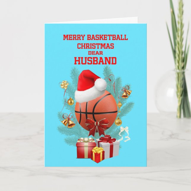 Husband Christmas Basketball Holiday Card (Front)