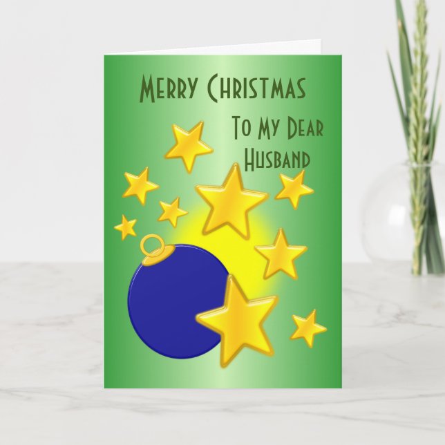 Husband Christmas Card Baubles And Stars (Front)