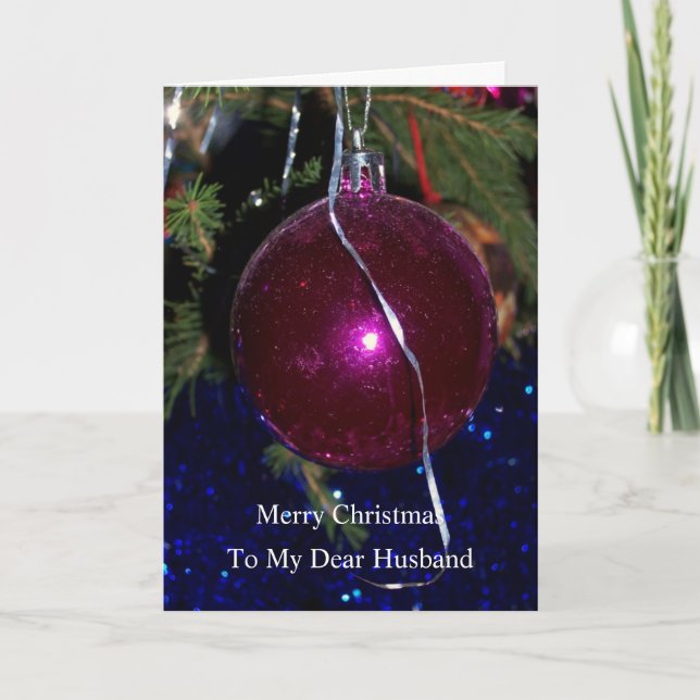 Husband Christmas Card Red Bauble Design (Front)