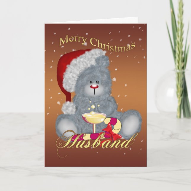 Husband Christmas Card - Teddy Bear In Christmas H (Front)