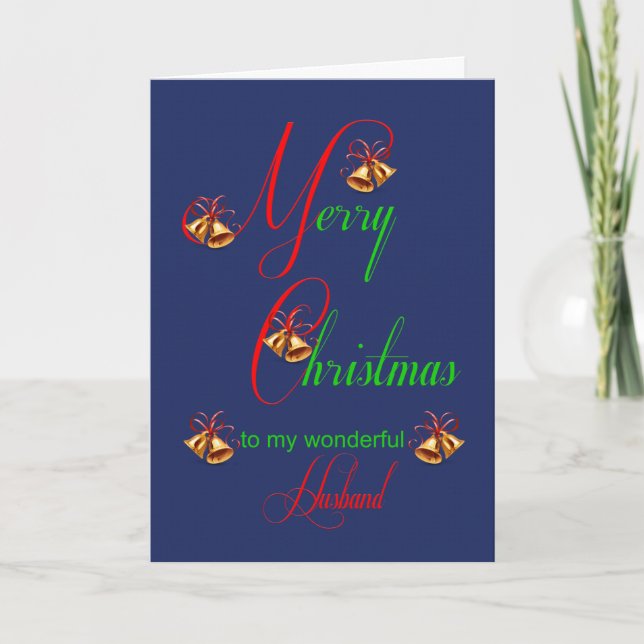 Husband Christmas Scrolls Holiday Card (Front)