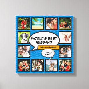 Husband Cool Modern Fun Comic Photo Collage  Canvas Print