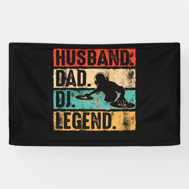 Husband Dad DJ Legend DJ Disk Jockey Music Player Banner (Horizontal)