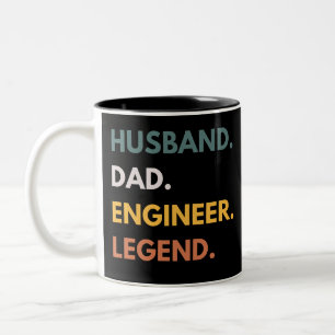 Husband Dad Engineer Legend Funny Engineering Two-Tone Coffee Mug
