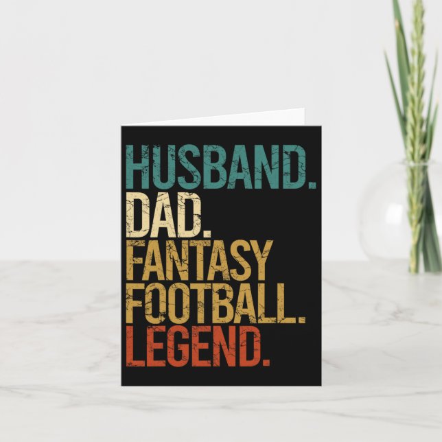 Husband Dad Fantasy Football Legend Funny Men Retr Card (Front)