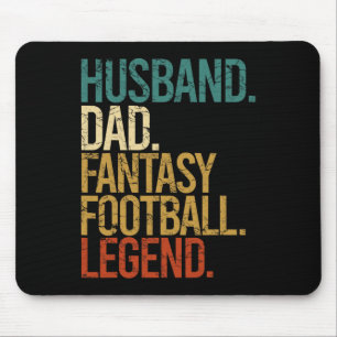 Husband Dad Fantasy Football Legend Funny Men Retr Mouse Mat