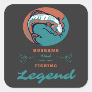 Husband Dad Fishing Legend Cool Fishing  Square Sticker