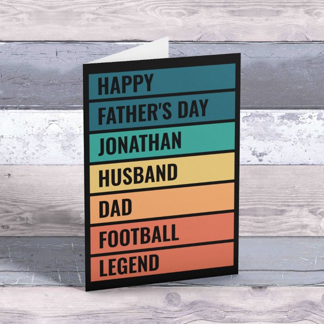 Husband Dad Football Legend Retro Father's Day  Holiday Card (Creator Uploaded)