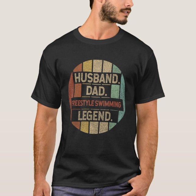 Husband Dad Freestyle Swimming Legend Vintage T-Shirt (Front)