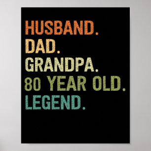 Husband dad grandpa 80 year old 80th birthday gift poster