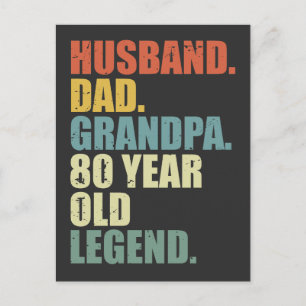 Husband Dad Grandpa 80 Year Old Legend 80 birthday Postcard