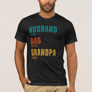 Husband Dad Grandpa Personalised Year Retro Custom T-Shirt