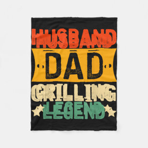 Husband Dad Grilling Legend Perfect For Bbq Dad Fleece Blanket