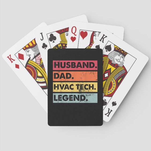 Husband Dad HVAC Tech Legend Funny HVAC Technician Playing Cards (Back)
