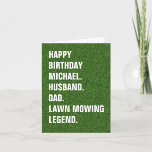 Husband Dad-Name Lawn Mowing Legend Fun Birthday  Card