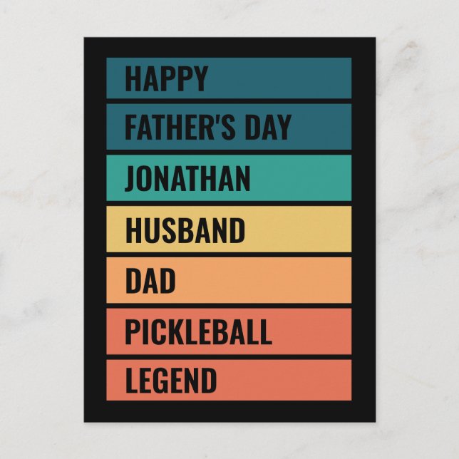 Husband Dad Pickleball Legend Retro Father's Day  Holiday Postcard (Front)