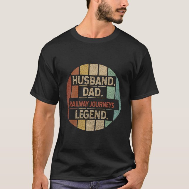 Husband Dad Railway Journeys Legend Vintage T-Shirt (Front)