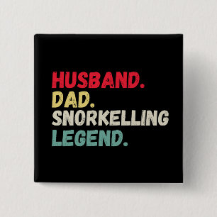 Husband dad snorkelling legend retro vintage funny 15 cm square badge