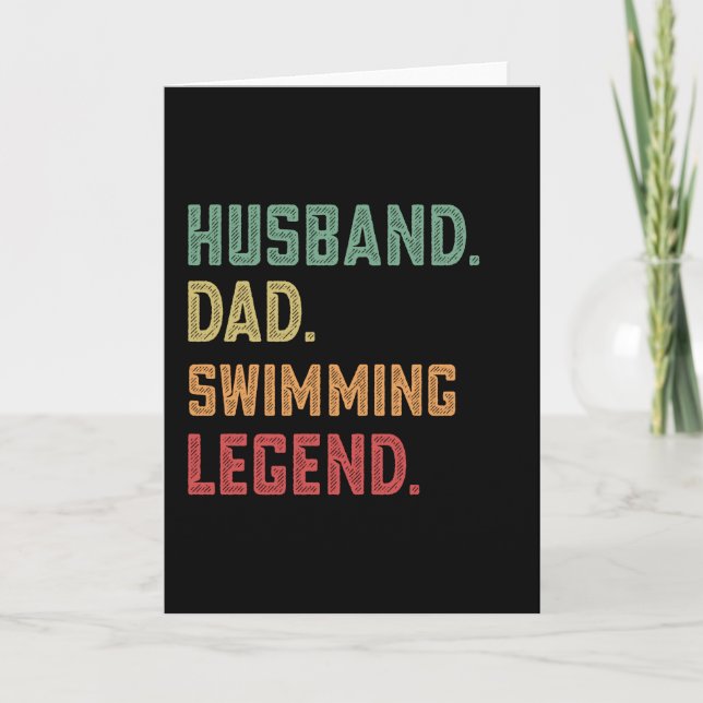 Husband Dad Swimming Legend Swimmer Card (Front)