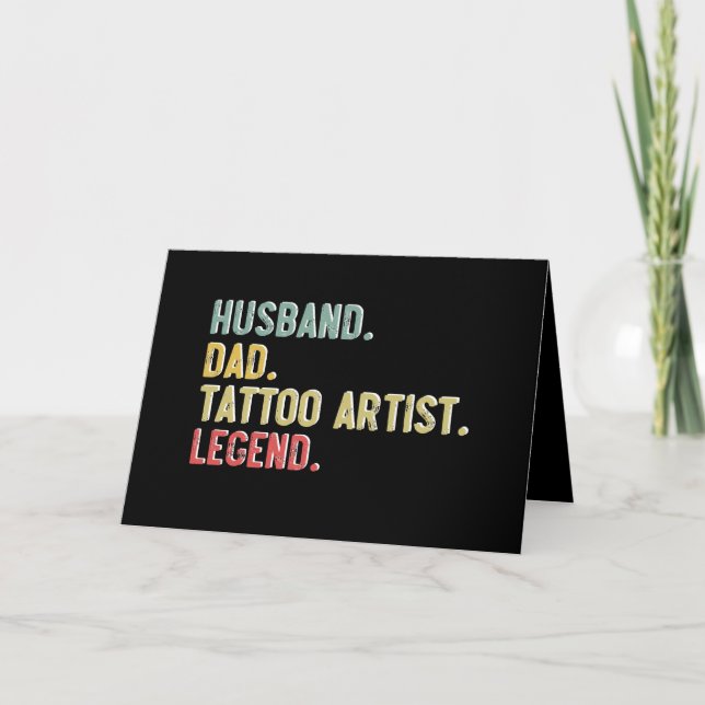 Husband Dad Tattoo Artist Legend Mens Vintage Card (Front)