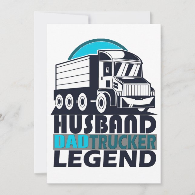 Husband Dad Trucker Legend Funny Truck Driver Truc Invitation (Front)