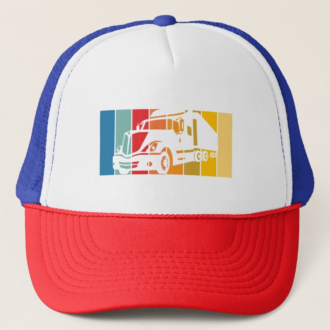 Husband Dad Trucker Legend Funny Truck Driver Truc Trucker Hat (Front)