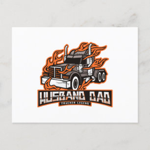 Husband Dad Trucker Legend Postcard