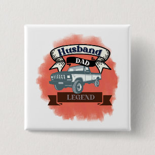 Husband Dad Trucker Legend The Ultimate All-in-One 15 Cm Square Badge