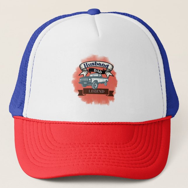 Husband Dad Trucker Legend The Ultimate All-in-One Hat (Front)