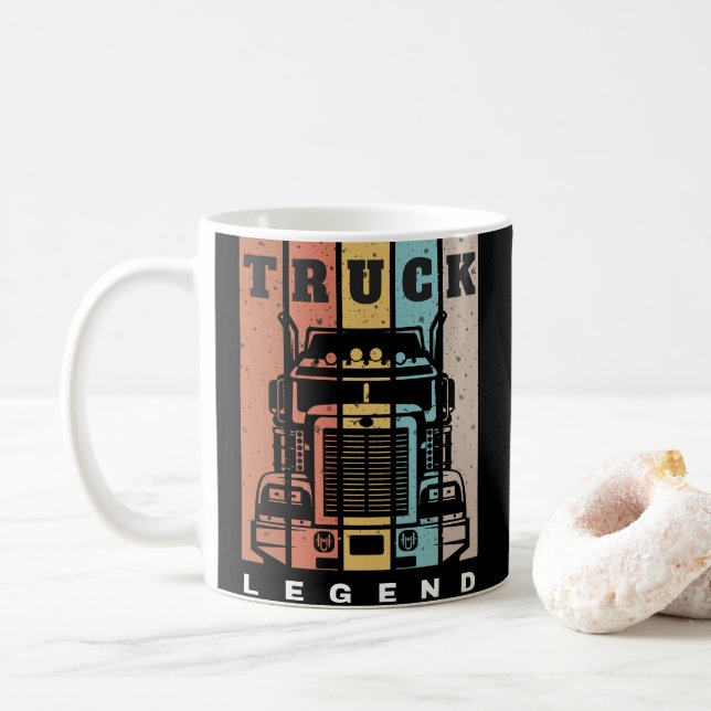 Husband Dad Trucker Legend Truck Coffee Mug (With Donut)