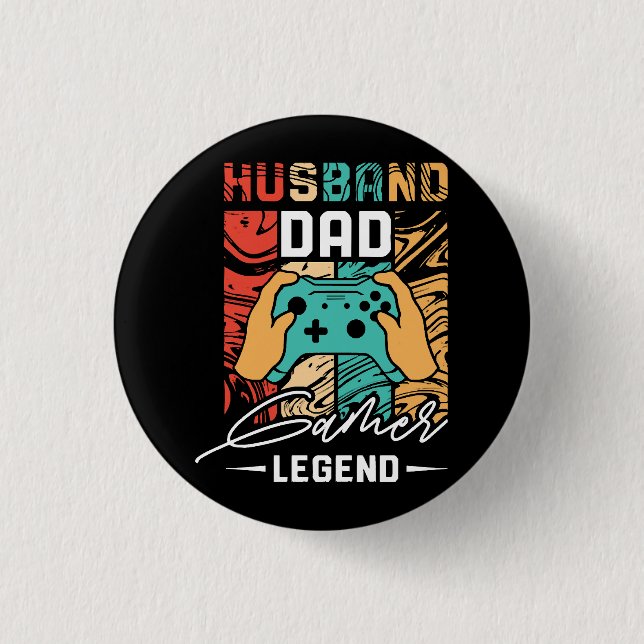 Husband Dad Video Game Legend  3 Cm Round Badge (Front)