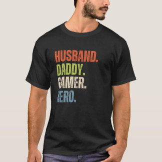 Husband Daddy Gamer Hero Distressed T-Shirt