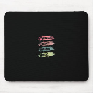 Husband Daddy Gamer Hero Funny Gaming Dad Father's Mouse Mat