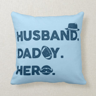 Husband. Daddy. Hero. Retro Graphic Cushion