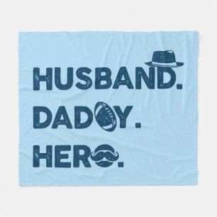 Husband. Daddy. Hero. Retro Graphic Fleece Blanket