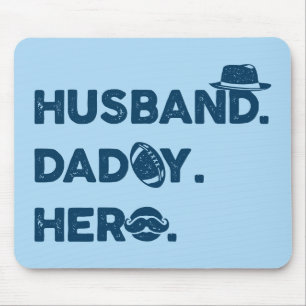 Husband. Daddy. Hero. Retro Graphic Mouse Mat