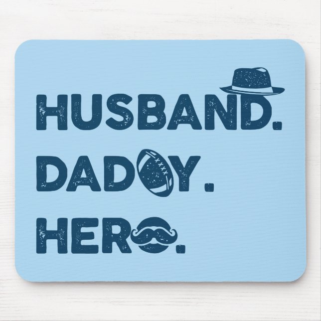 Husband. Daddy. Hero. Retro Graphic Mouse Mat (Front)