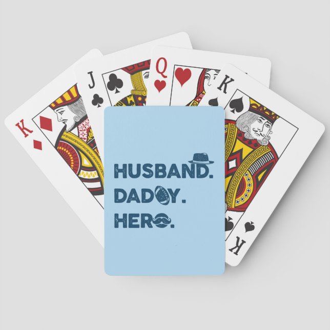 Husband. Daddy. Hero. Retro Graphic Playing Cards (Back)