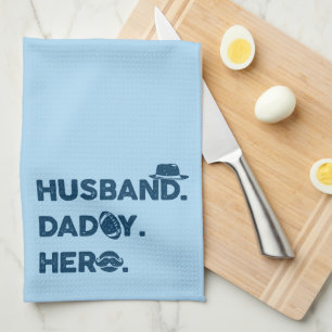 Husband. Daddy. Hero. Retro Graphic Tea Towel