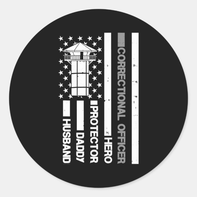 Husband Daddy Protector Correctional Officer Dad Classic Round Sticker (Front)