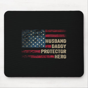 Husband Daddy Protector Hero Distressed Usa Flag F Mouse Mat