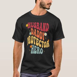 Husband Daddy Protector Hero Father s Day Vintage  T-Shirt
