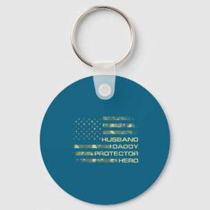 Husband Daddy Protector Hero Fathers Artwork Key Ring