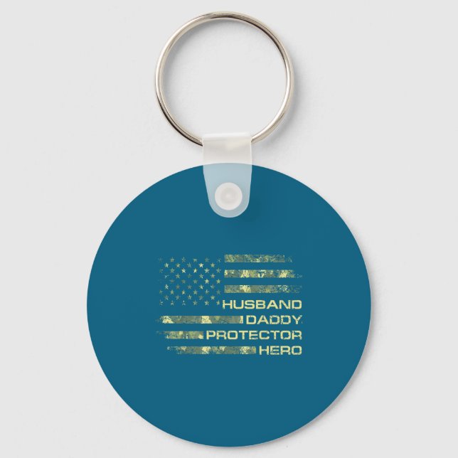 Husband Daddy Protector Hero Fathers Artwork Key Ring (Front)