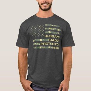 Husband Daddy Protector Hero Fathers Day Flag Gif T-Shirt