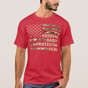 Husband Daddy Protector Hero  Fathers Day Flag Gif T-Shirt